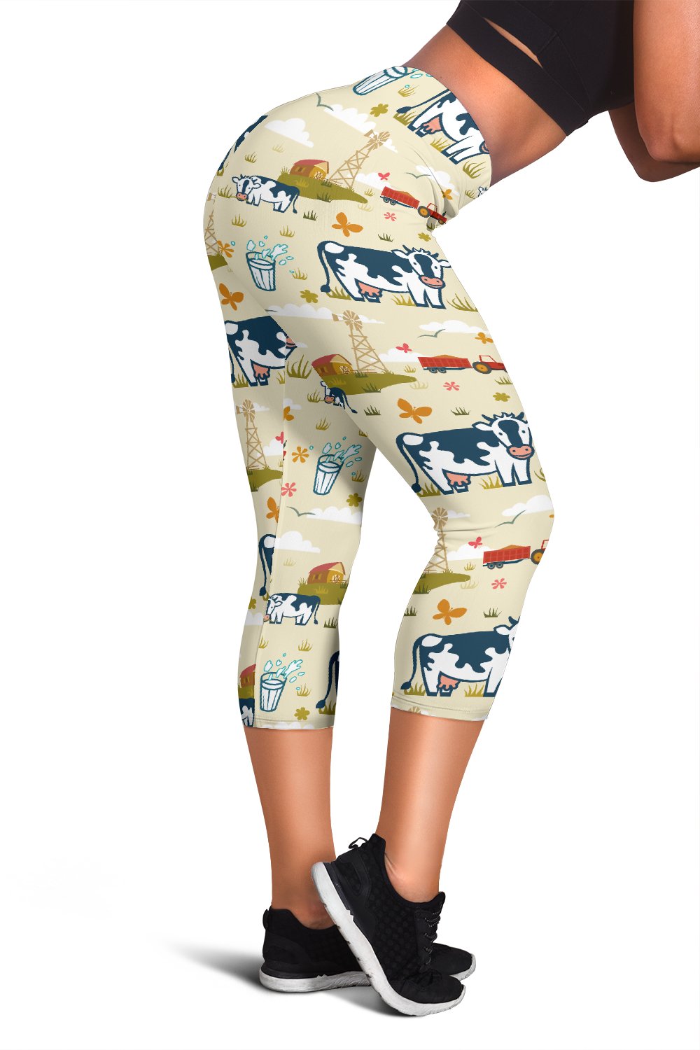 Cow Farm Design Print Women Capris