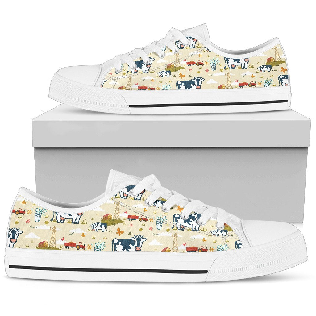 Cow Farm Design Print Women Low Top Shoes
