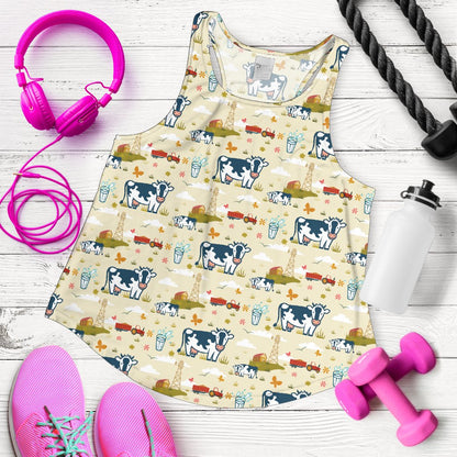 Cow Farm Design Print Women Racerback Tank Top