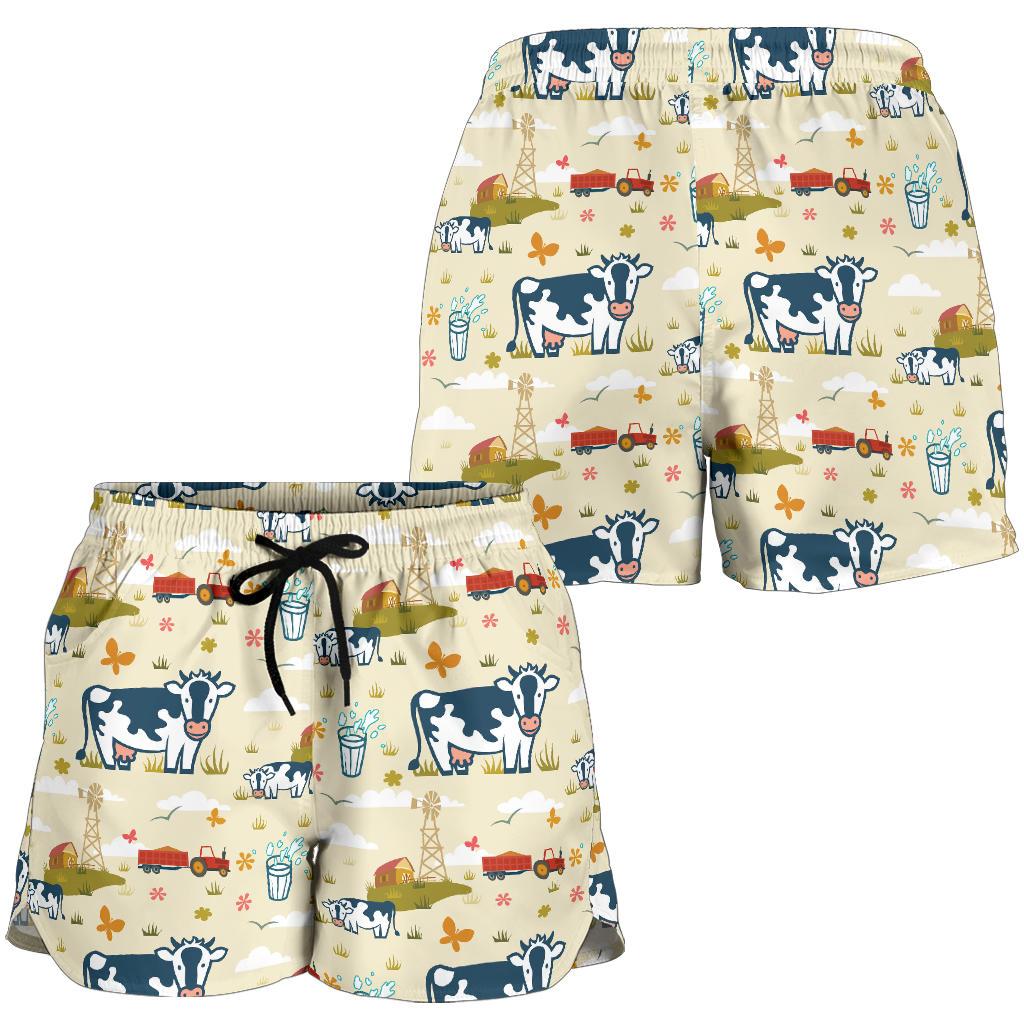 Cow Farm Design Print Women Shorts-JTAMIGO.COM