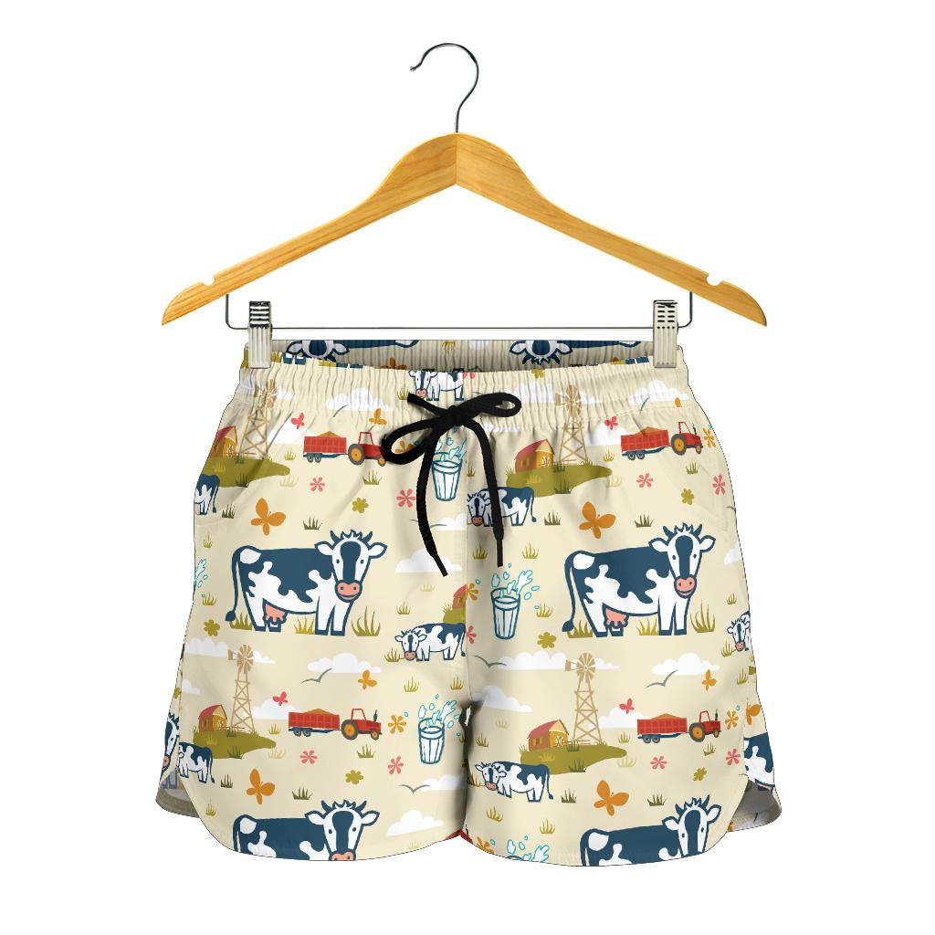 Cow Farm Design Print Women Shorts-JTAMIGO.COM