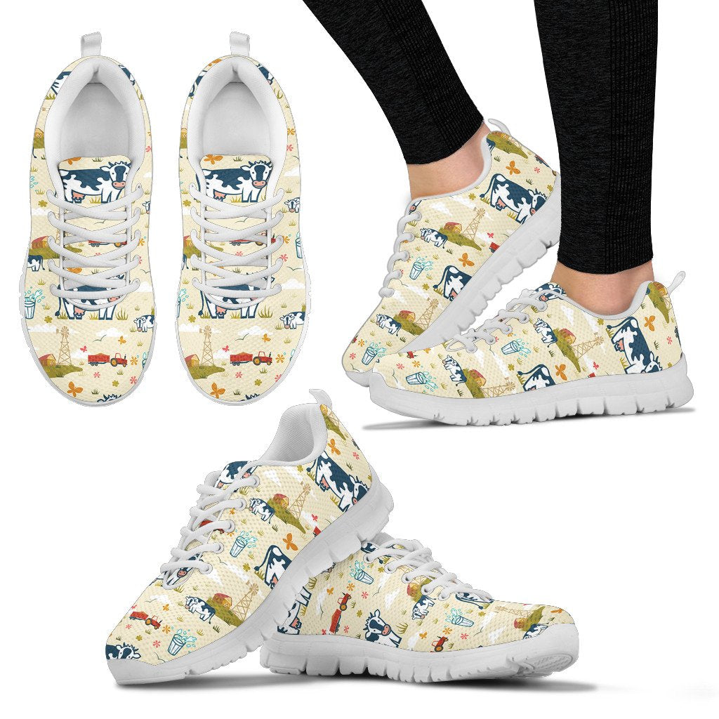 Cow Farm Design Print Women Sneakers Shoes