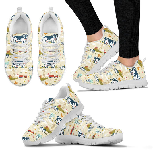 Cow Farm Design Print Women Sneakers Shoes