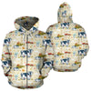 Cow Farm Design Print Zip Up Hoodie