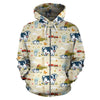 Cow Farm Design Print Zip Up Hoodie