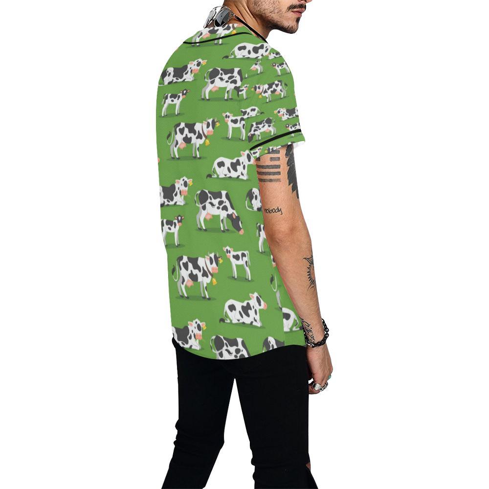 Cow Happy Print Pattern Baseball Jersey-JTAMIGO.COM