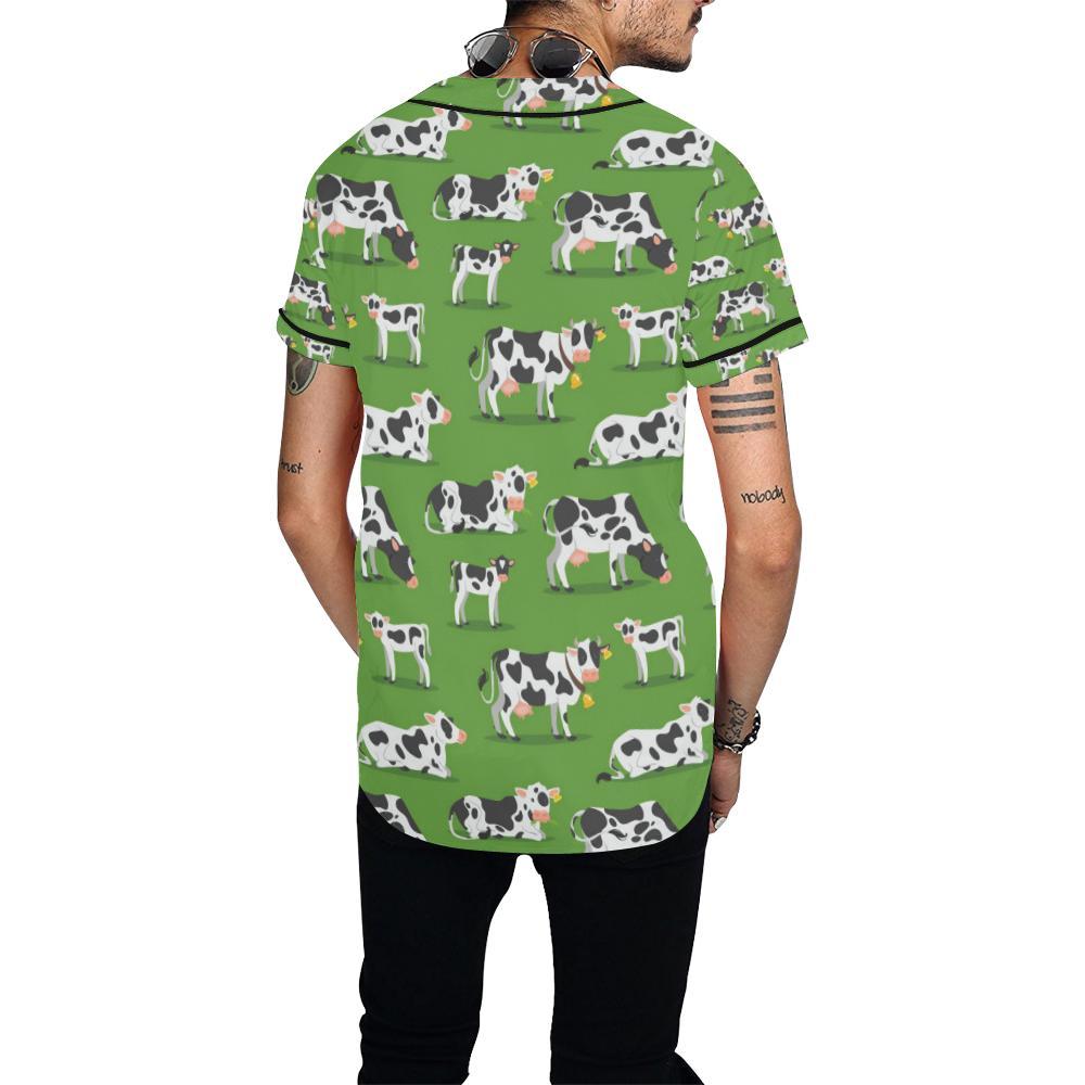 Cow Happy Print Pattern Baseball Jersey-JTAMIGO.COM