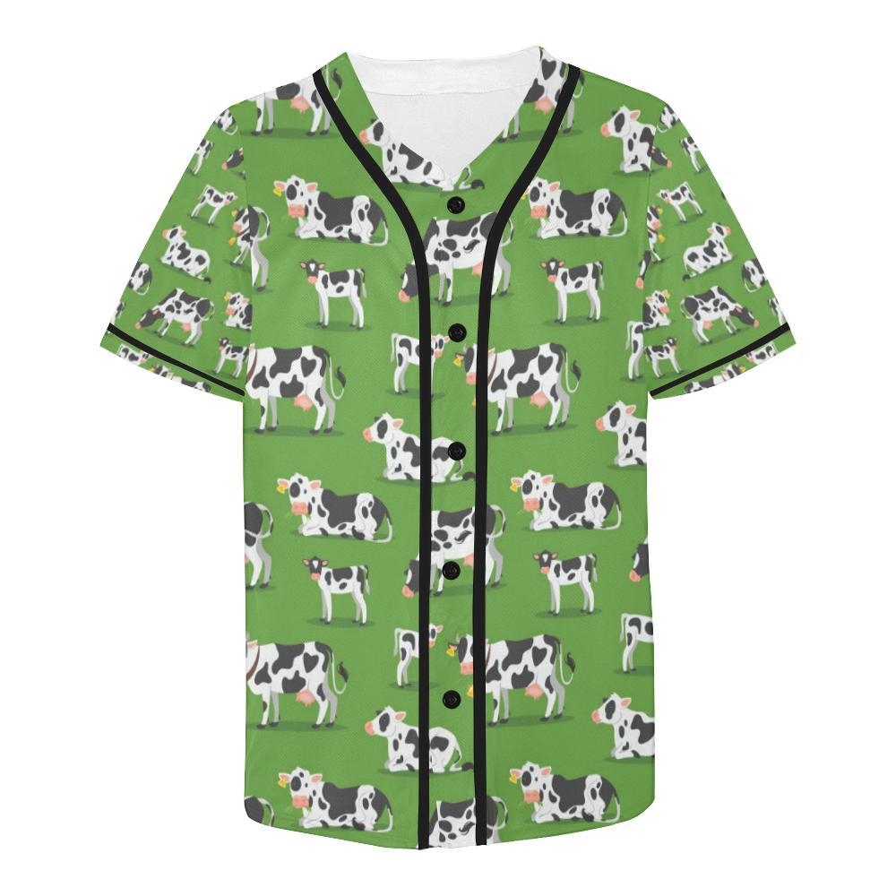 Cow Happy Print Pattern Baseball Jersey-JTAMIGO.COM