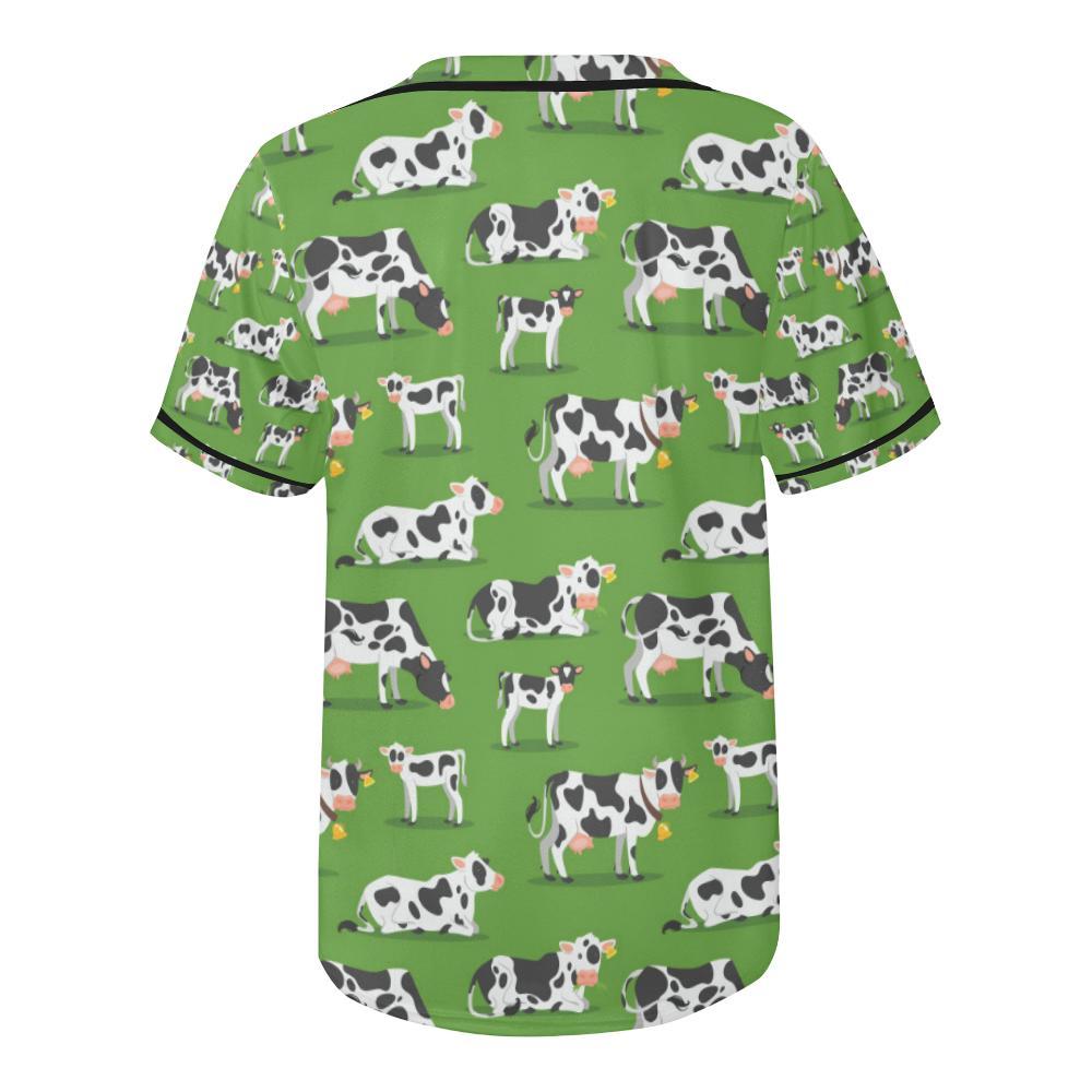 Cow Happy Print Pattern Baseball Jersey-JTAMIGO.COM