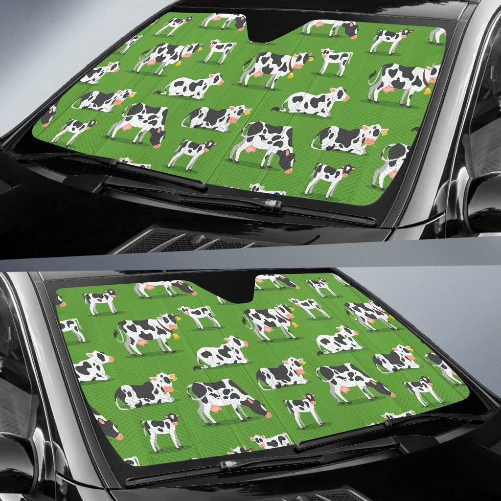 Cow Happy Print Pattern Car Sun Shade For Windshield