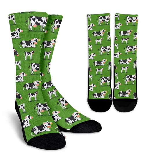 Cow Happy Print Pattern Crew Socks