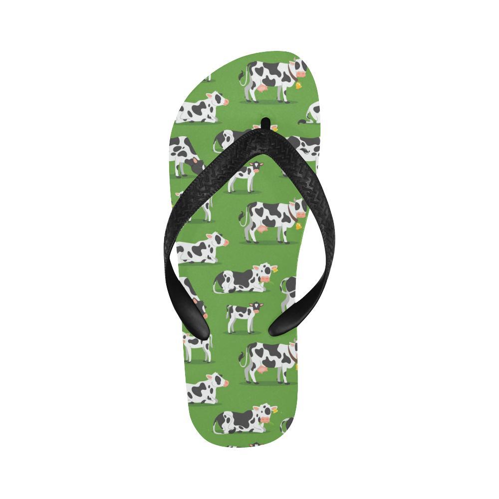 Cow Happy Print Pattern Flip Flops-JTAMIGO.COM