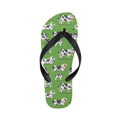 Cow Happy Print Pattern Flip Flops-JTAMIGO.COM