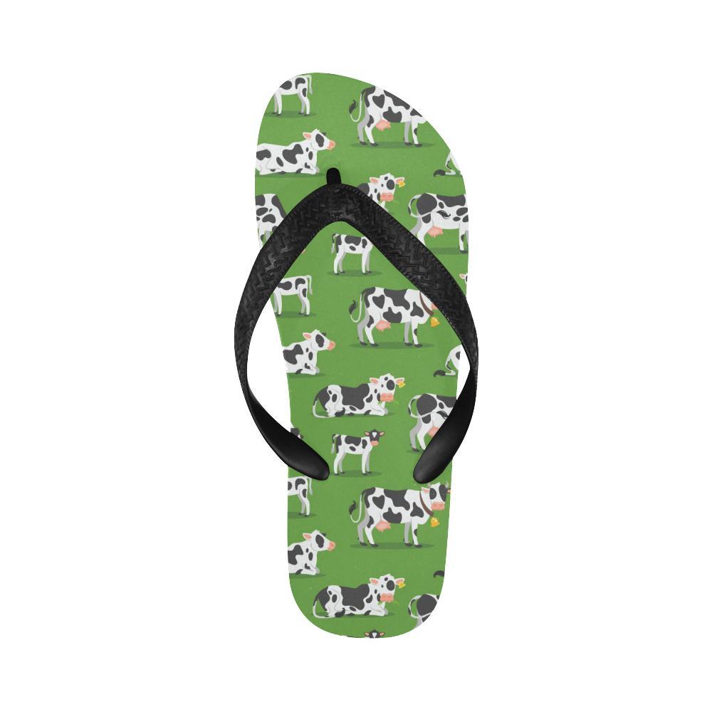 Cow Happy Print Pattern Flip Flops-JTAMIGO.COM