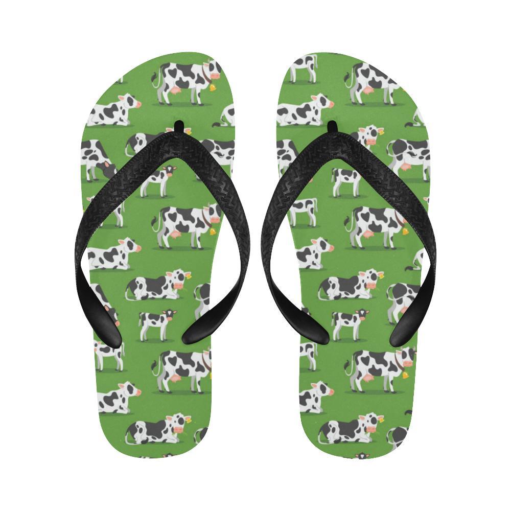 Cow Happy Print Pattern Flip Flops-JTAMIGO.COM