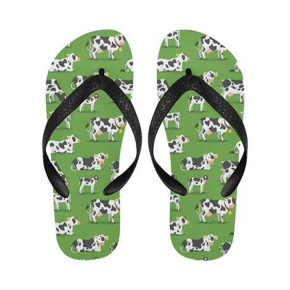 Cow Happy Print Pattern Flip Flops-JTAMIGO.COM