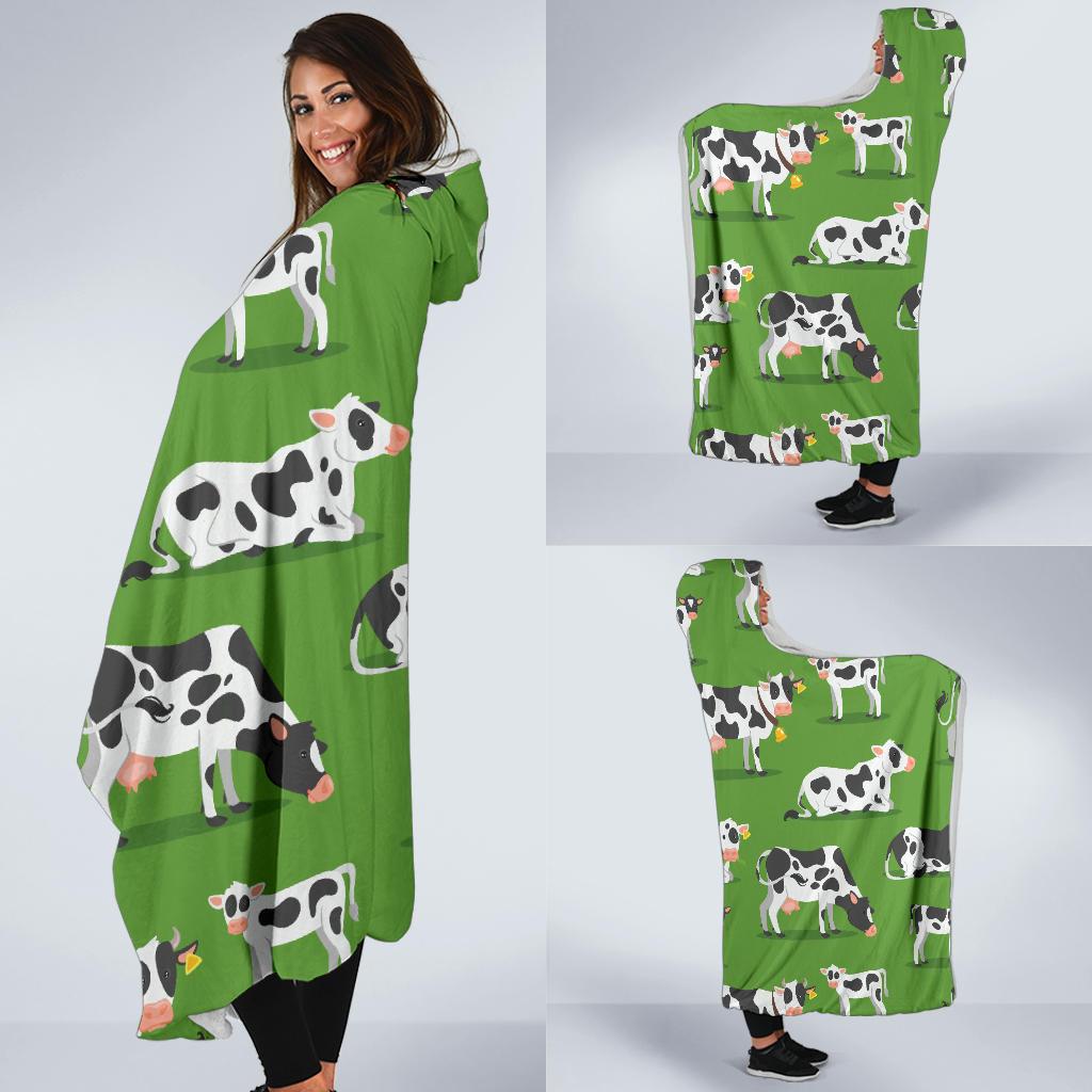 Cow Happy Print Pattern Hooded Blanket-JTAMIGO.COM