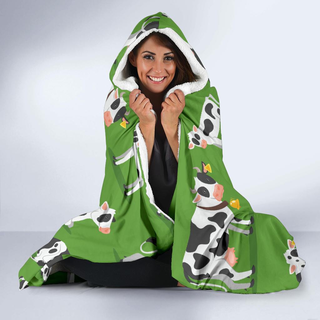 Cow Happy Print Pattern Hooded Blanket-JTAMIGO.COM