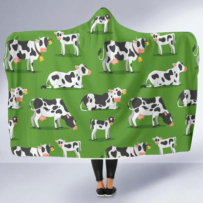 Cow Happy Print Pattern Hooded Blanket-JTAMIGO.COM