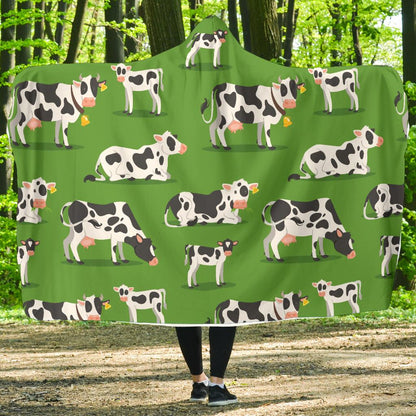 Cow Happy Print Pattern Hooded Blanket-JTAMIGO.COM