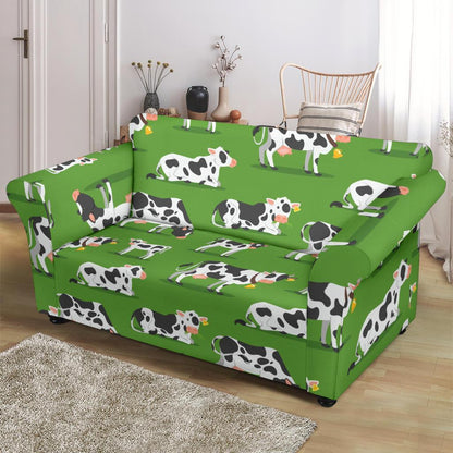 Cow Happy Print Pattern Loveseat Slipcover-JTAMIGO.COM