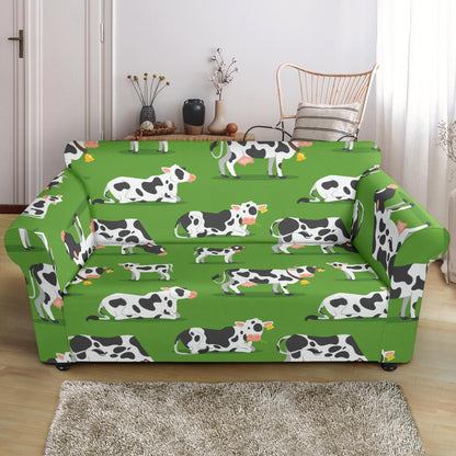 Cow Happy Print Pattern Loveseat Slipcover-JTAMIGO.COM