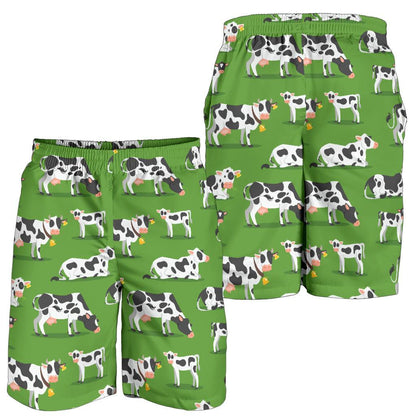 Cow Happy Print Pattern Mens Shorts-JTAMIGO.COM