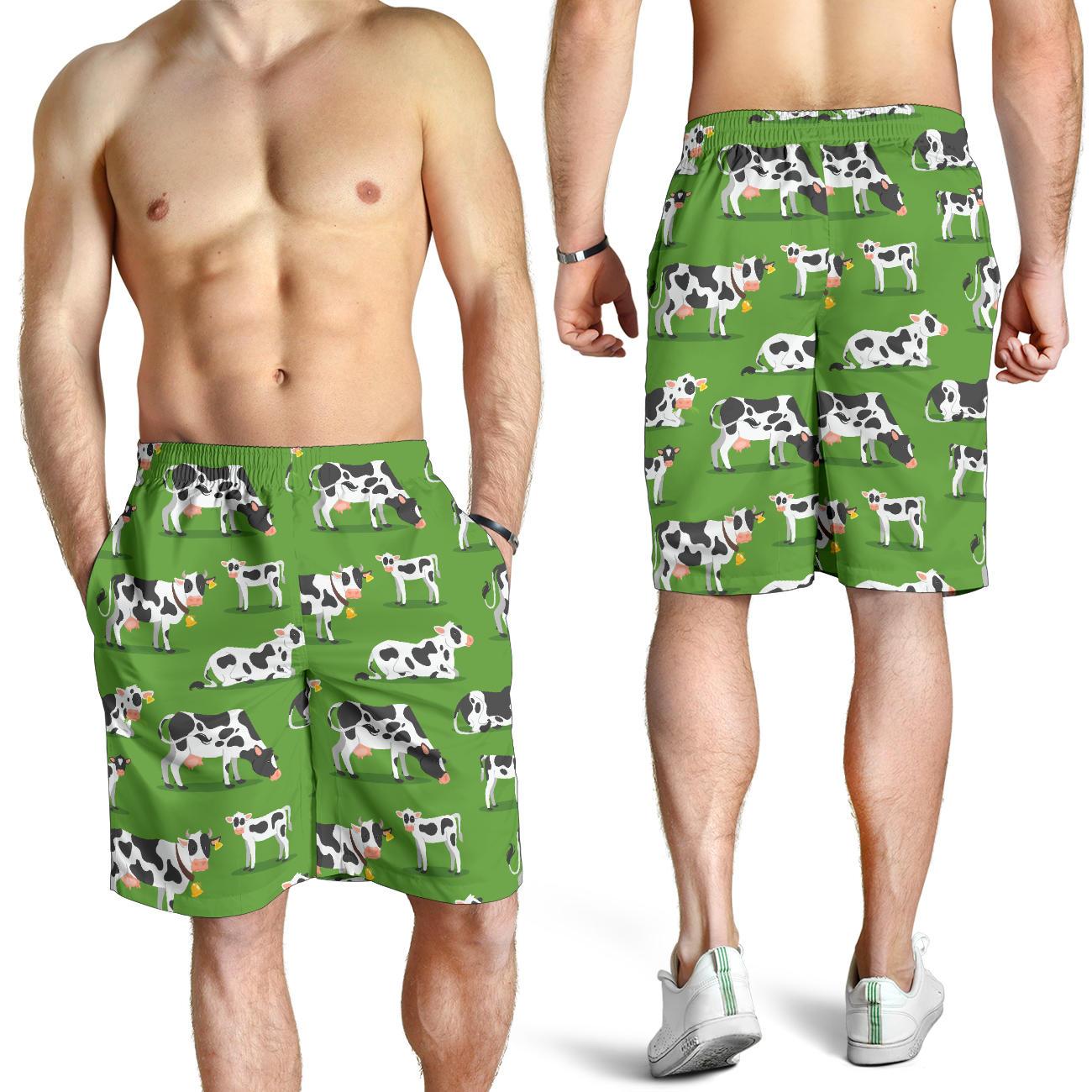 Cow Happy Print Pattern Mens Shorts-JTAMIGO.COM