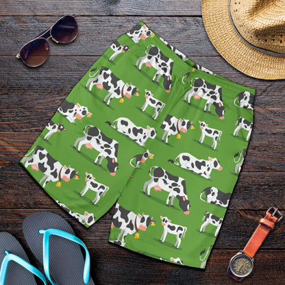 Cow Happy Print Pattern Mens Shorts-JTAMIGO.COM