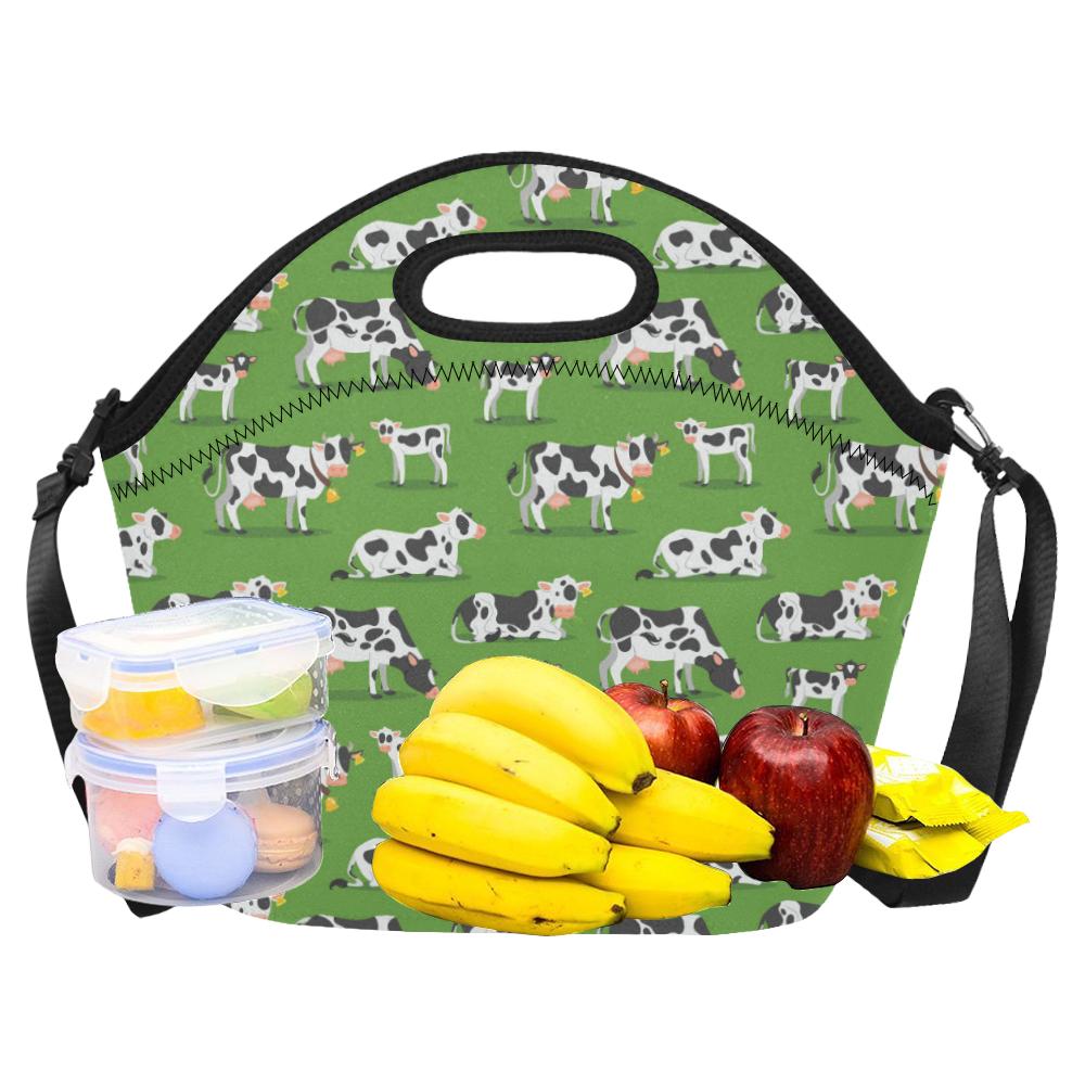 Cow Happy Print Pattern Neoprene Lunch Bag (Model 1669)(Large)-JTAMIGO.COM