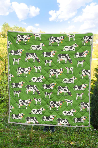 Cow Happy Print Pattern Premium Quilt-JTAMIGO.COM
