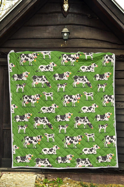 Cow Happy Print Pattern Premium Quilt-JTAMIGO.COM