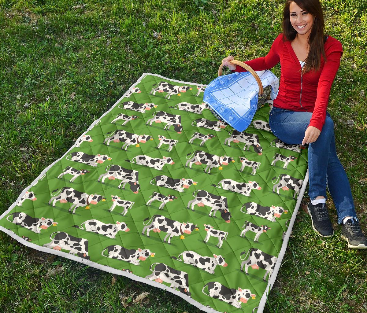 Cow Happy Print Pattern Premium Quilt-JTAMIGO.COM
