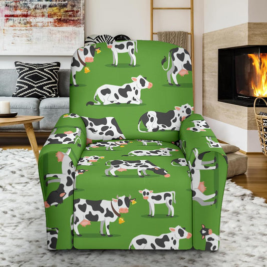 Cow Happy Print Pattern Single Sofa Slipcover -JTAMIGO.COM