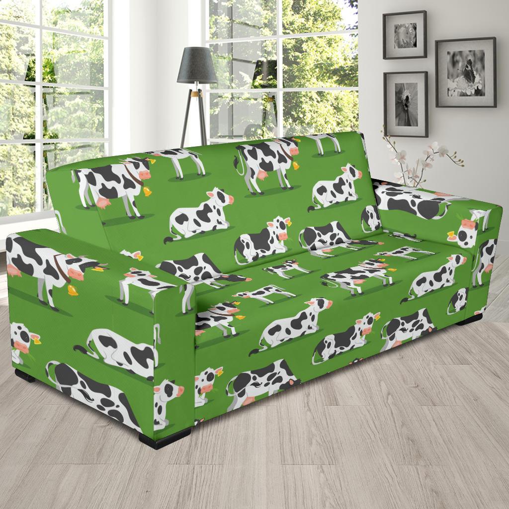 Cow Happy Print Pattern Sofa Slipcover-JTAMIGO.COM