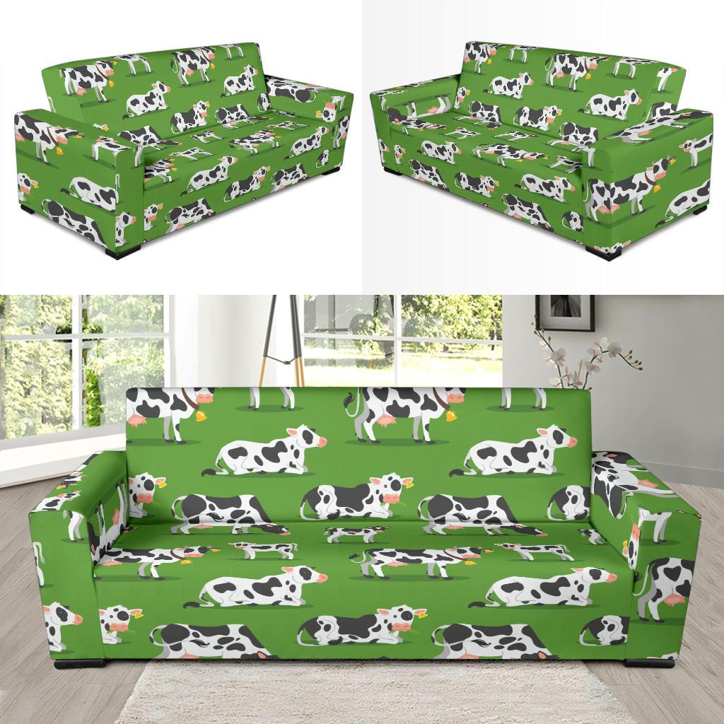 Cow Happy Print Pattern Sofa Slipcover-JTAMIGO.COM