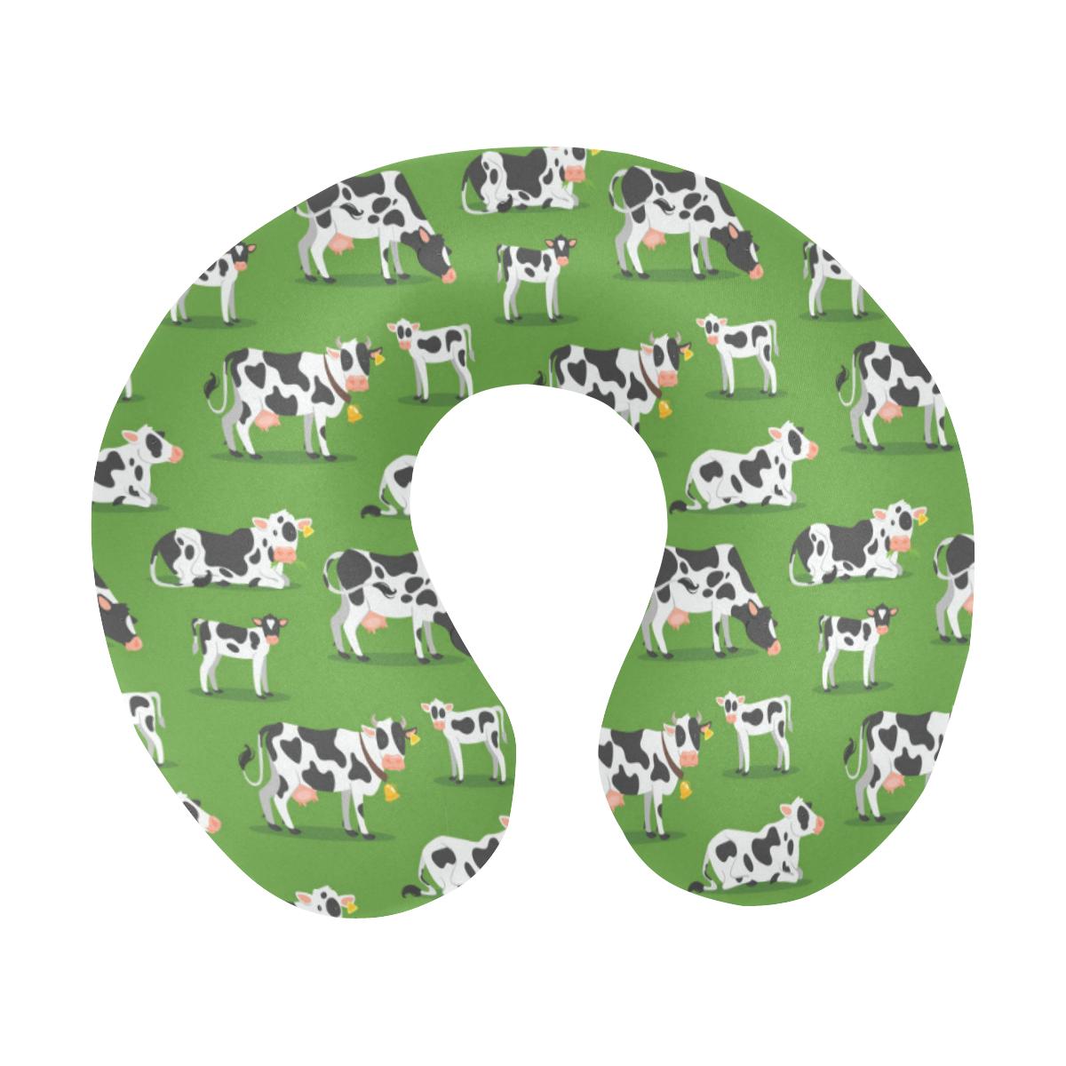 Cow Happy Print Pattern U-Shaped Travel Neck Pillow-JTAMIGO.COM