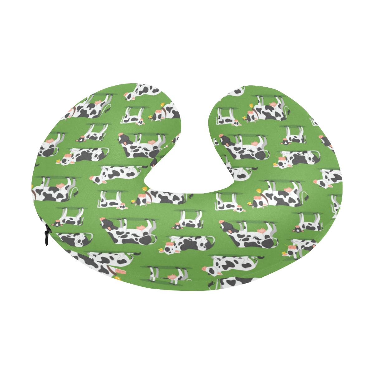 Cow Happy Print Pattern U-Shaped Travel Neck Pillow-JTAMIGO.COM