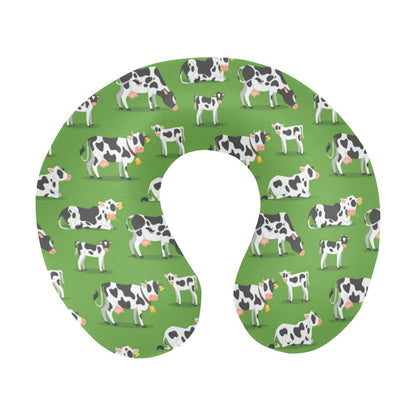 Cow Happy Print Pattern U-Shaped Travel Neck Pillow-JTAMIGO.COM