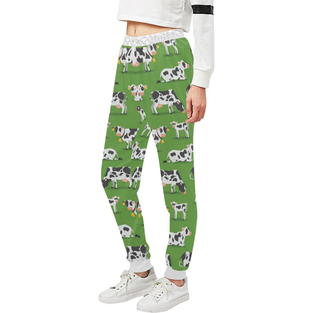 Cow Happy Print Pattern Unisex Casual Sweatpants (Model L11)-JTAMIGO.COM