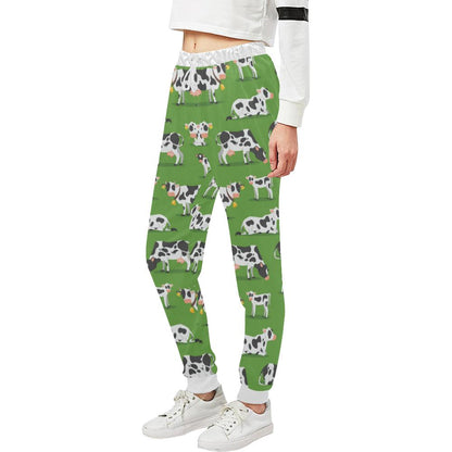 Cow Happy Print Pattern Unisex Casual Sweatpants (Model L11)-JTAMIGO.COM
