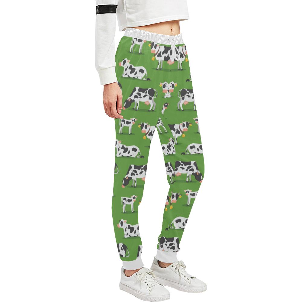 Cow Happy Print Pattern Unisex Casual Sweatpants (Model L11)-JTAMIGO.COM