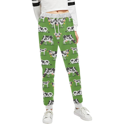 Cow Happy Print Pattern Unisex Casual Sweatpants (Model L11)-JTAMIGO.COM