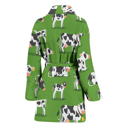 Cow Happy Print Pattern Women Bath Robe-JTAMIGO.COM