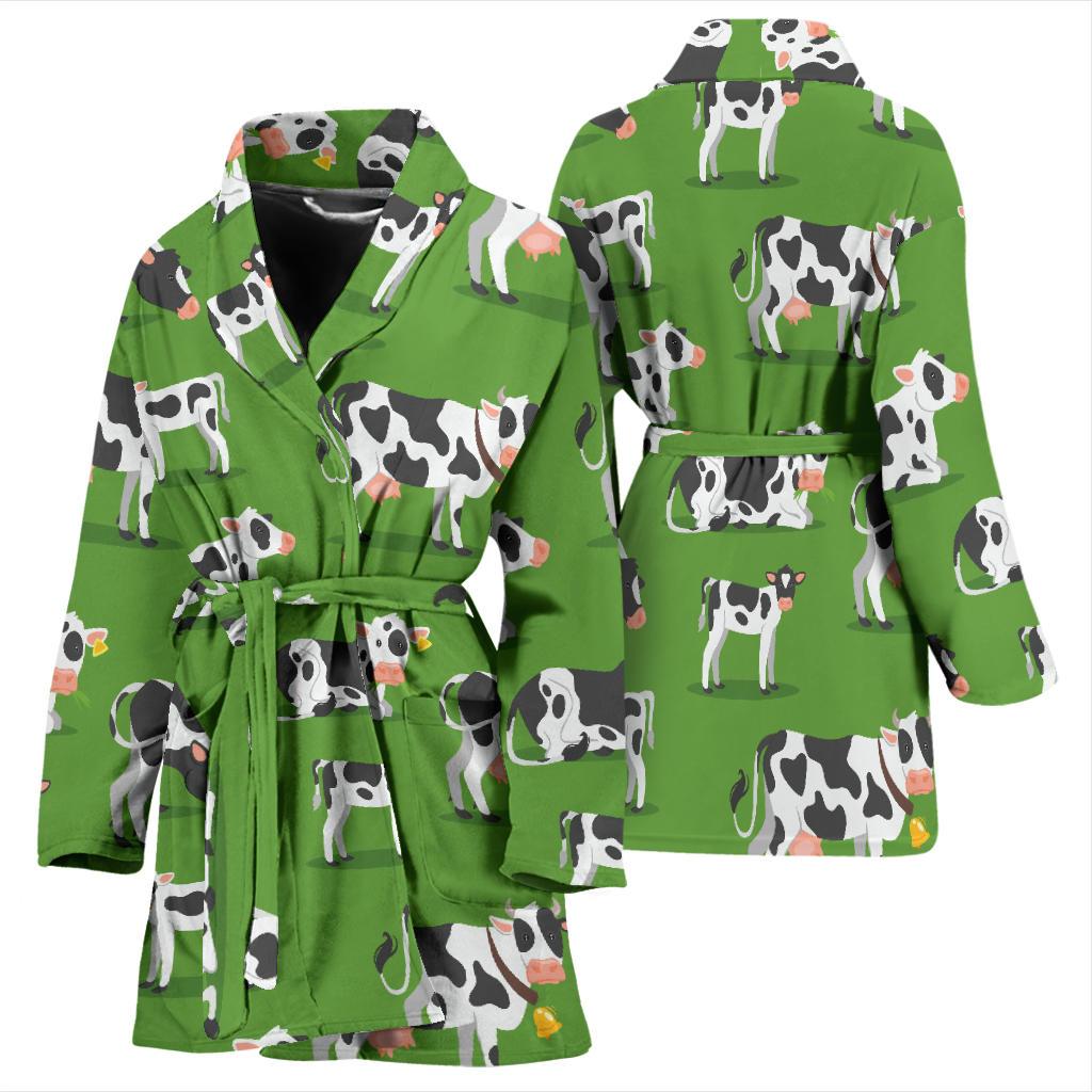 Cow Happy Print Pattern Women Bath Robe-JTAMIGO.COM