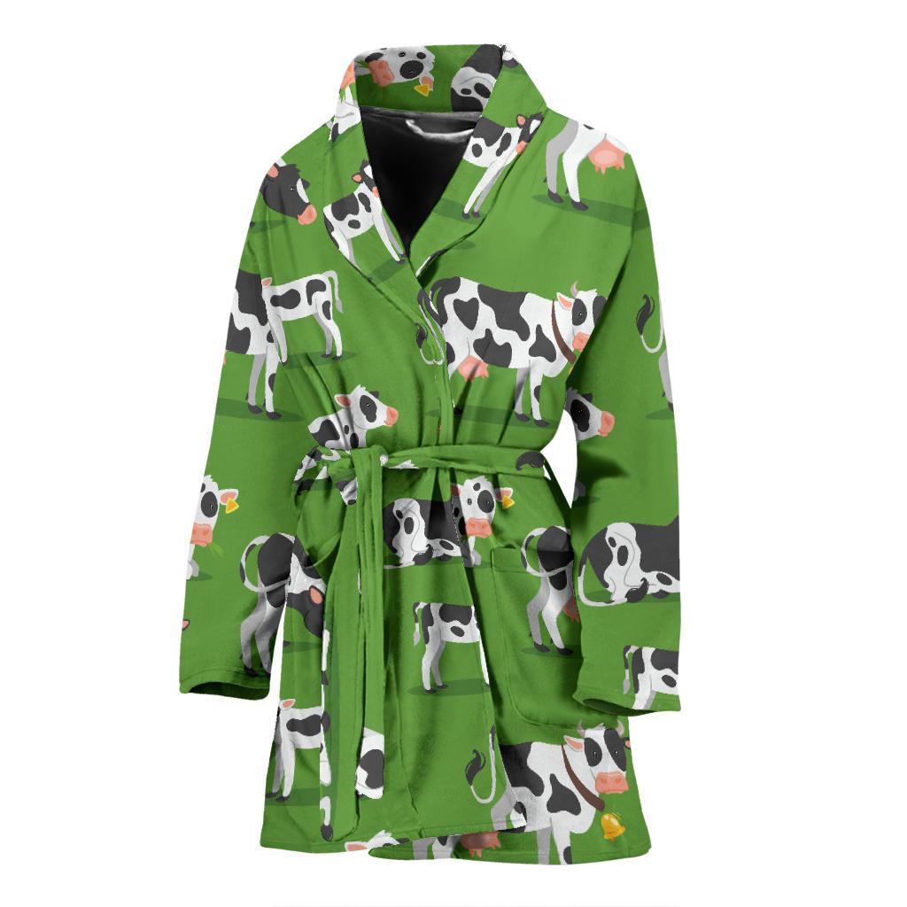 Cow Happy Print Pattern Women Bath Robe-JTAMIGO.COM