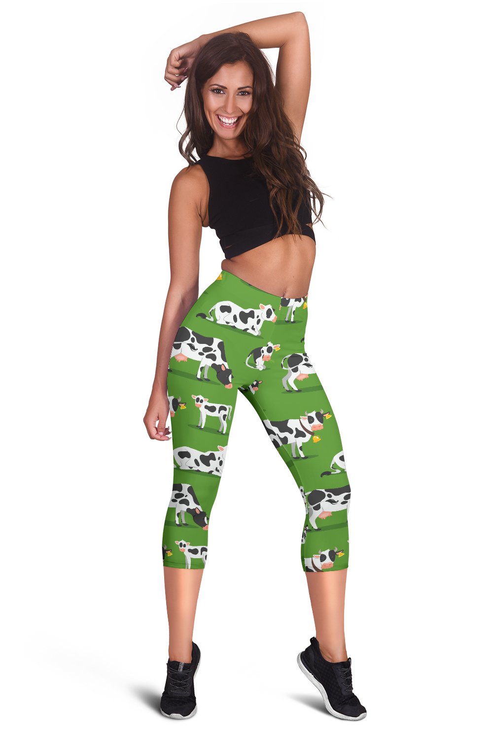 Cow Happy Print Pattern Women Capris