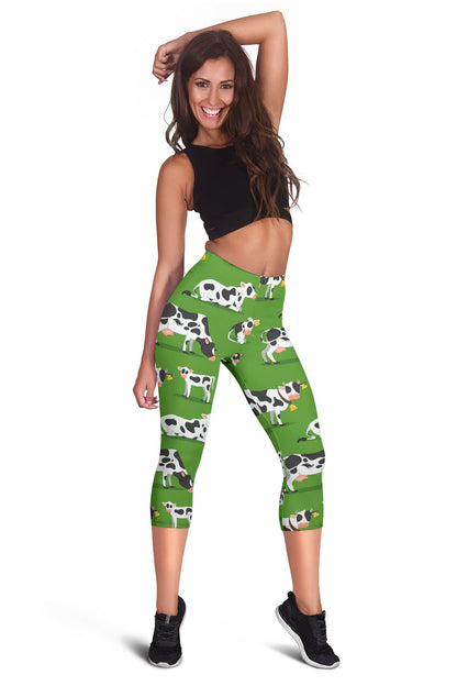 Cow Happy Print Pattern Women Capris