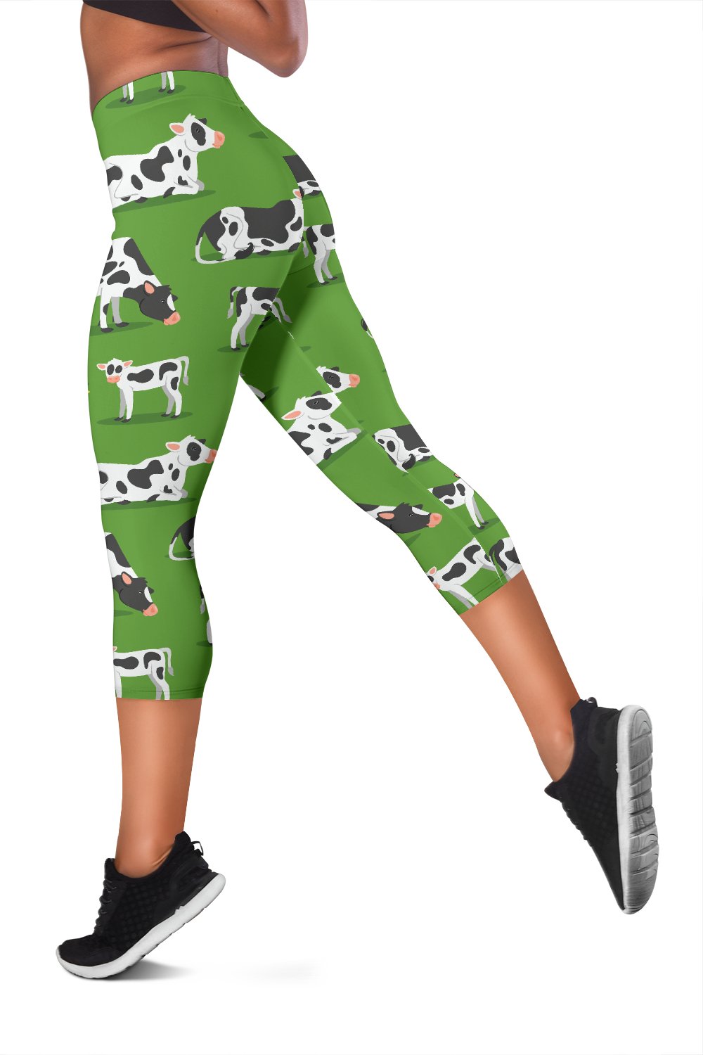 Cow Happy Print Pattern Women Capris