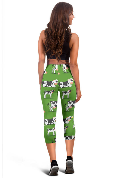 Cow Happy Print Pattern Women Capris